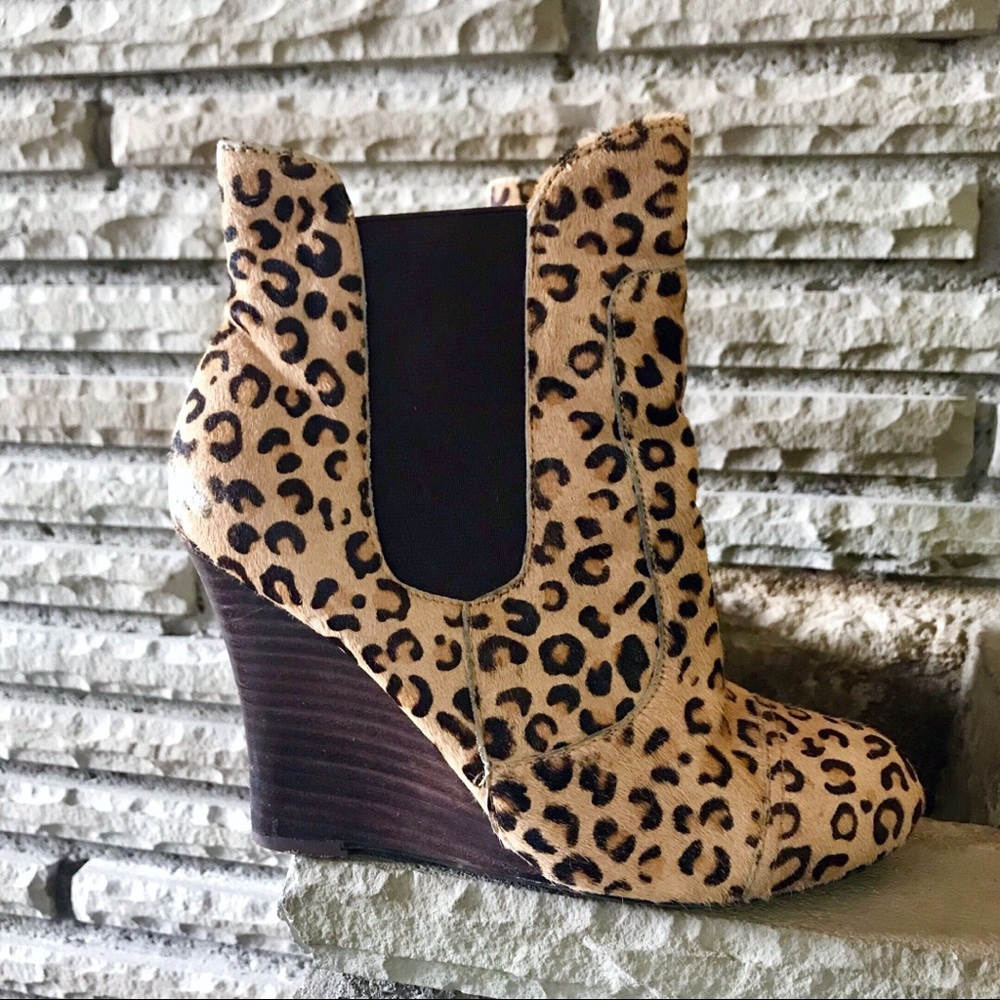 Volatile Leopard Wedge Booties Size 8.5